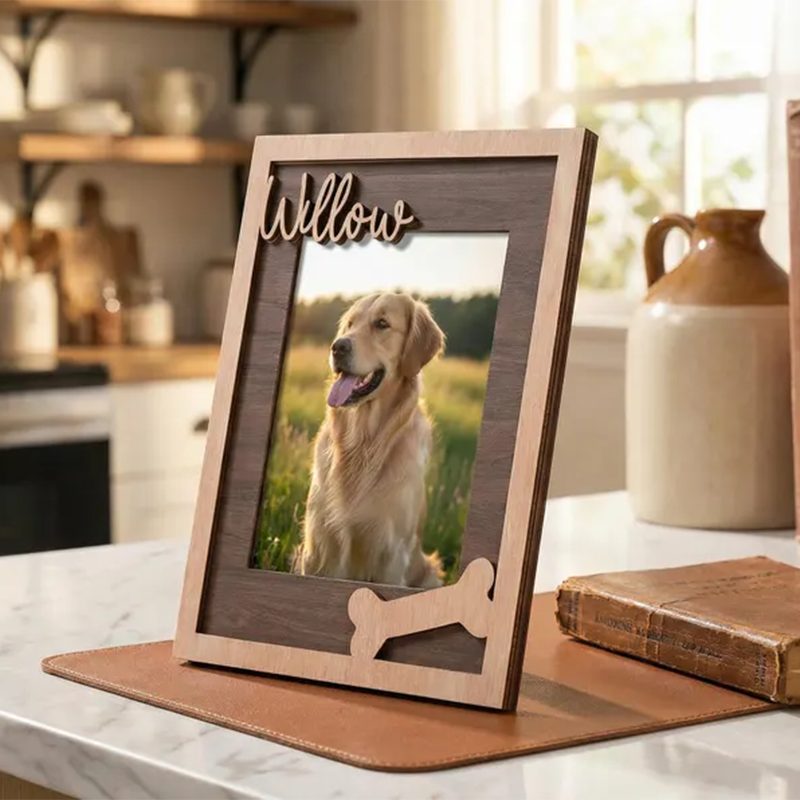 Custom Pet Memorial Frame, Personalized Wooden Picture Frame for Dog, Pet Loss Gift