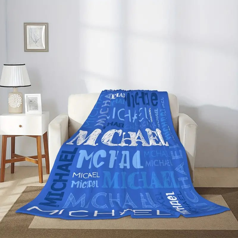 Custom Name Flannel Blanket - Contemporary Style, All-Season