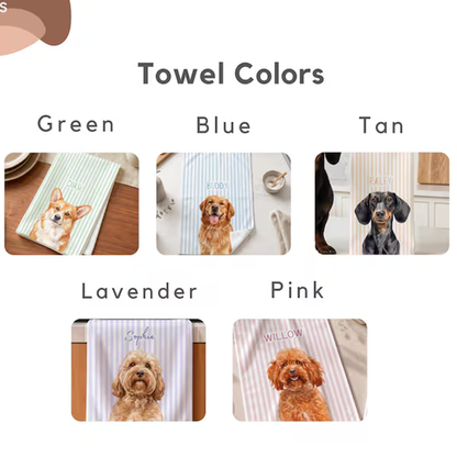 Custom Stripe Pet Tea Towel Personalized Dog Photo