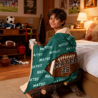 Personalized Baseball Basketball Ball Soft Multicolor Hooded Blanket
