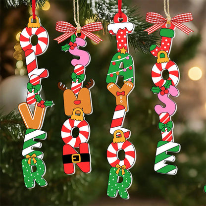 Personalized Kids Name Letter Ornament: Acrylic Christmas