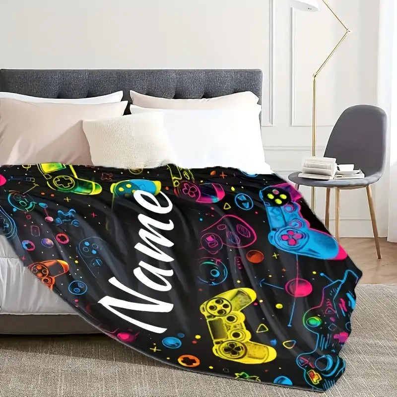 Customizable Gaming Controller Print Flannel Throw Blanket