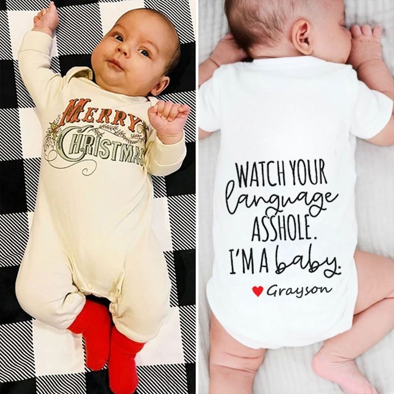 Merry Christmas Unisex Baby Outfit, Ugly Christmas Baby Outfit
