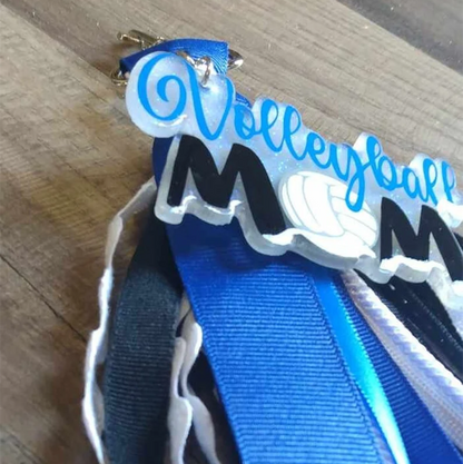 Volleyball Mom Bag Tag/Keychain with Ribbon Tassels