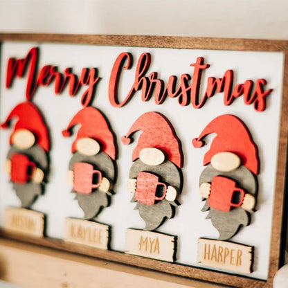Merry Christmas Gnome Family Sign - Gnome Family Decor