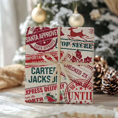 Holiday Repeating Name Personalized Wrapping Paper Christmas Wrapping Paper