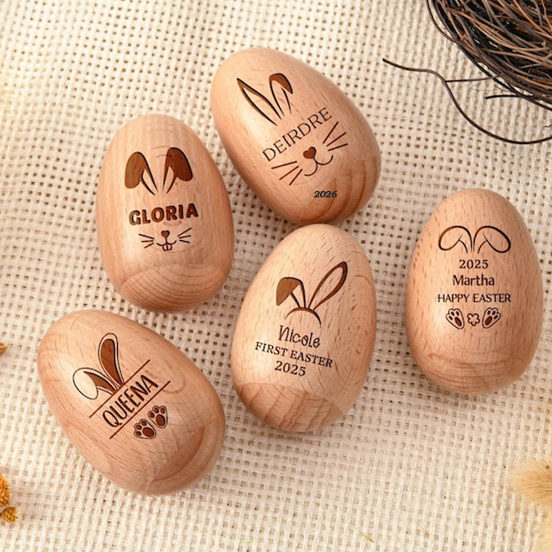 Personalized wooden musical egg, Musical Wooden Easter Egg Shakers