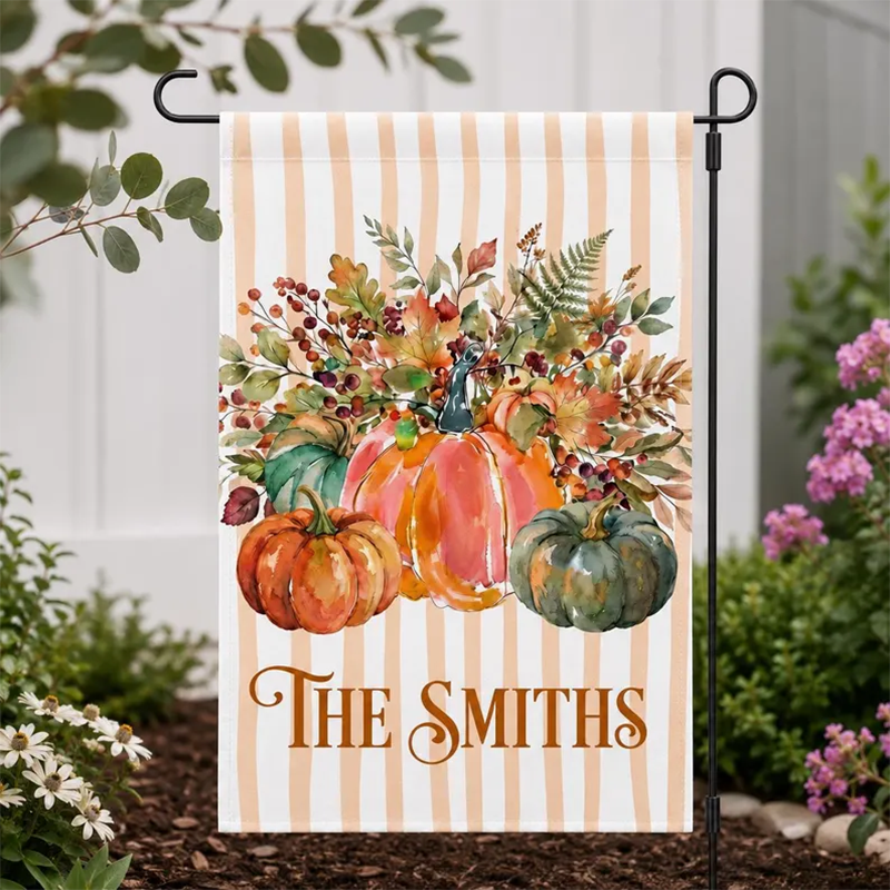 Personalized Watercolor Pumpkin Garden Flag