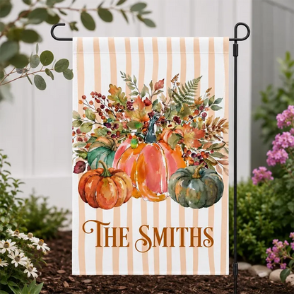 Personalized Watercolor Pumpkin Garden Flag