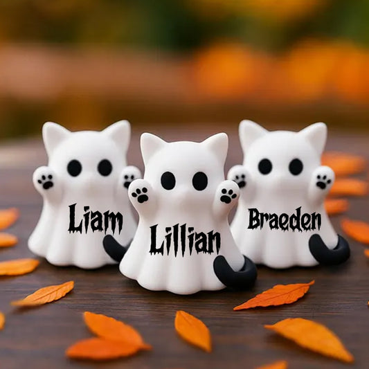 Personalized  Tiny Ghost Cat - Halloween Decoration Desk Figurine, 3D Printed