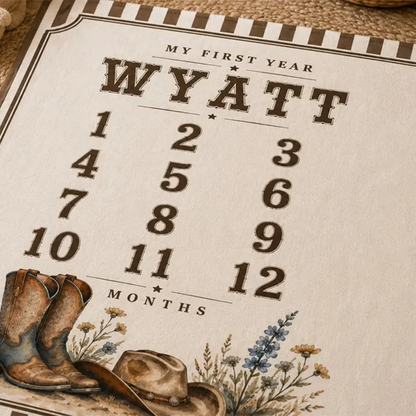 Personalized Cowboy Baby Milestone Blanket