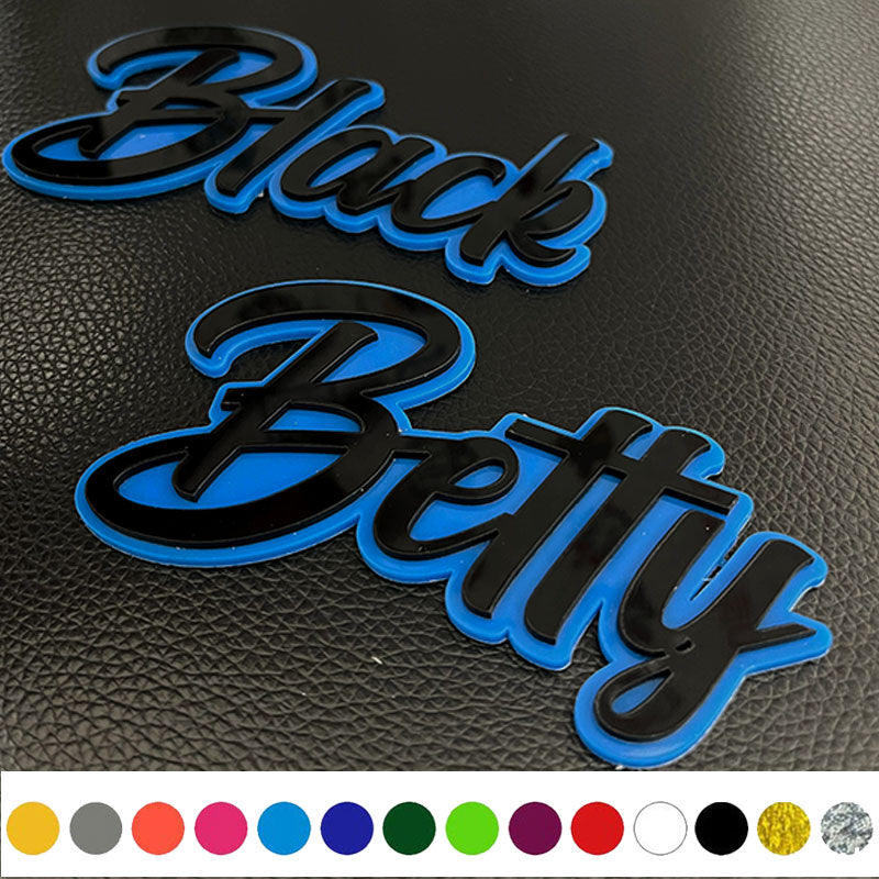 Custom Cursive Font Car Emblem - Custom Colors