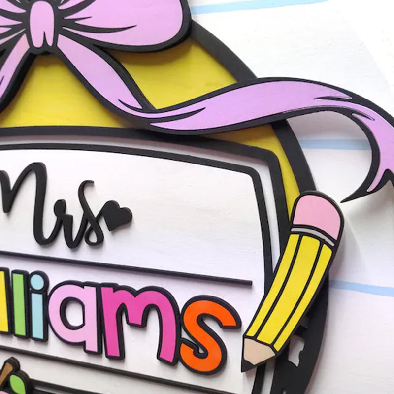 Door Welcome Sign, Teacher Name, Composition Decor