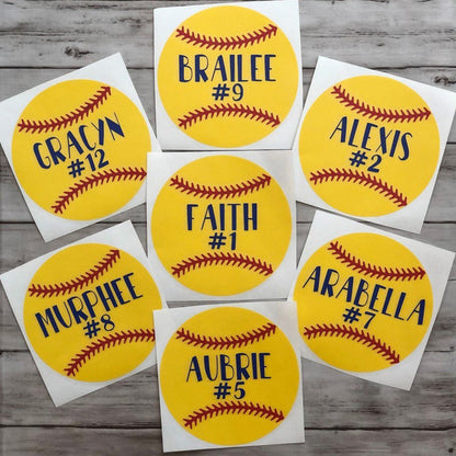 Personalized Baseball Softball Soccer Football Cheer Number Sticker