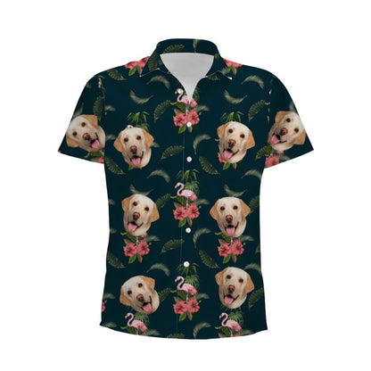 Personalized Photo Hawaiian Shirt Custom Dog Cat Face Holiday Tropical Pattern Shir