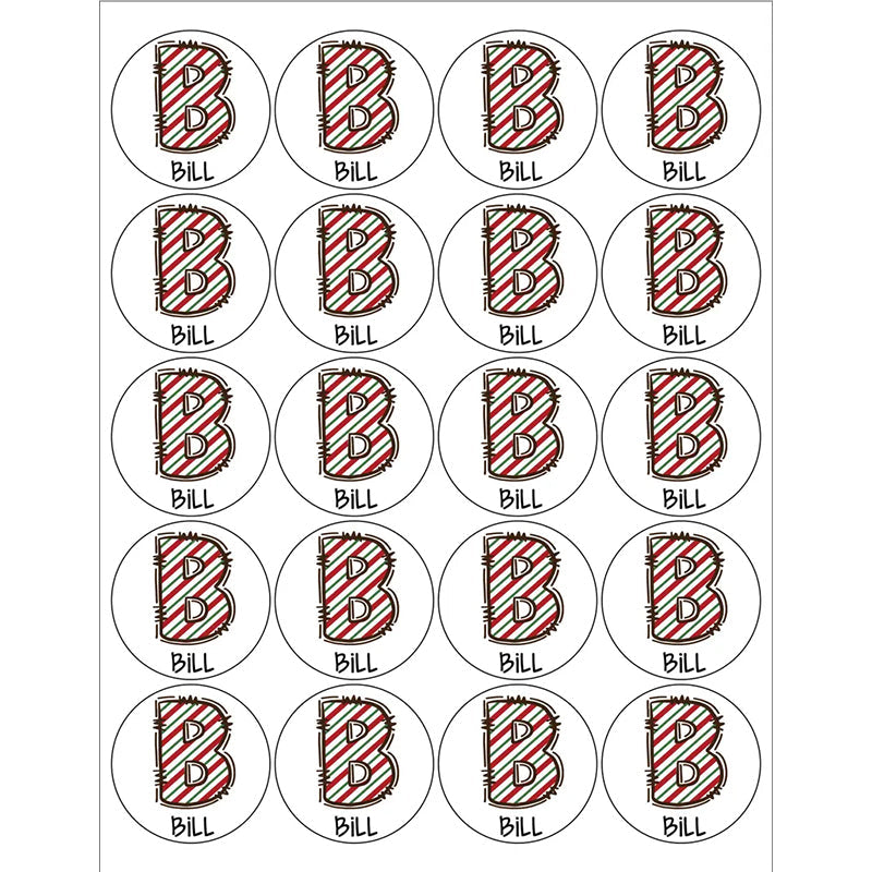 Personalized Round Name Stickers for Christmas Gifts