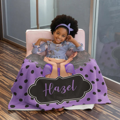 Personalized Polka Dots Cute Cartoon Little Girl Soft Throw Blanket