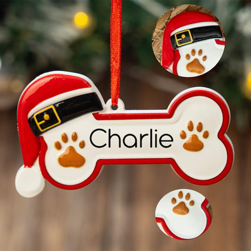 Custom Dog Paw Ornament,Personalized Pet Bone Xmas Decoration