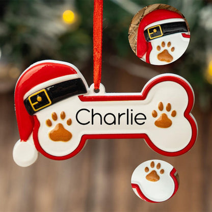 Custom Dog Paw Ornament,Personalized Pet Bone Xmas Decoration