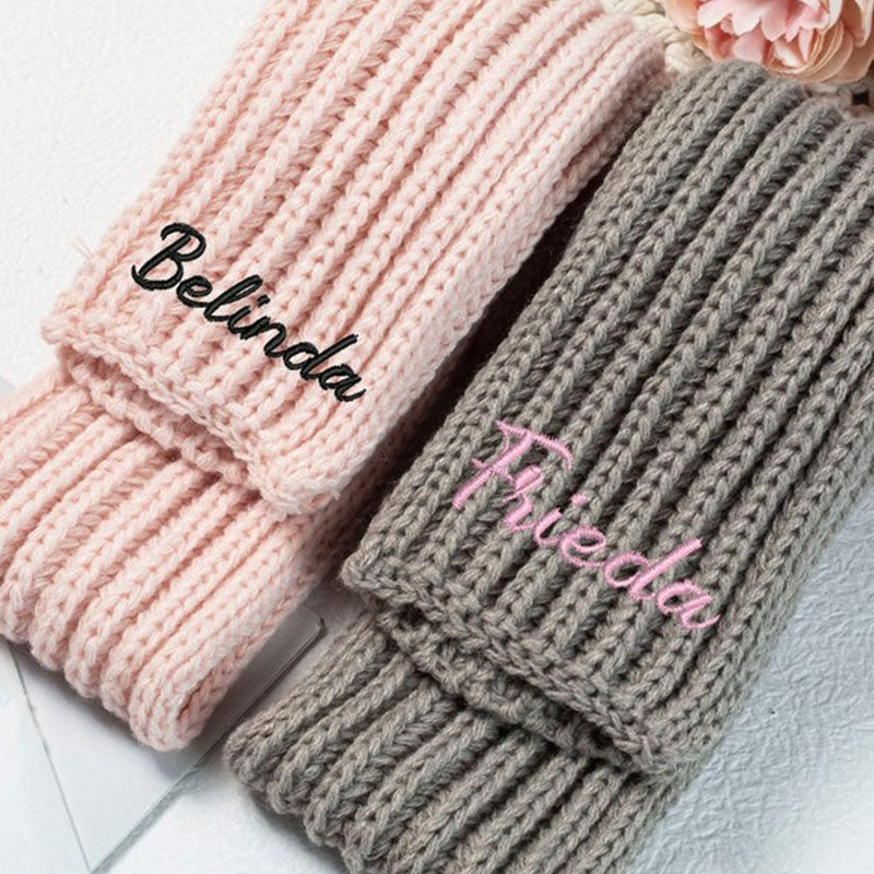 Personalized Scarf, Embroidered Knit Scarf, Custom Name Knitted Scarf