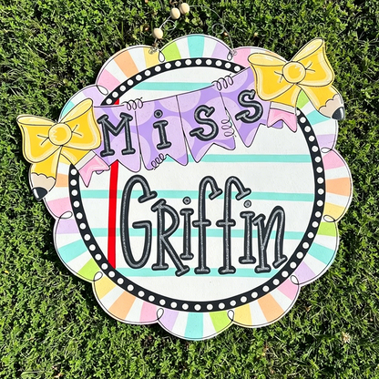 Personalized Teacher Door Hanger, Whimsical Classroom Decor