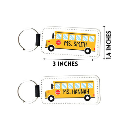 PU Vegan Leather Personalized School Bus Driver Key Chain