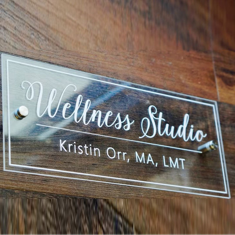 Door Name Plate CLEAR Acrylic  Reception Desk Business Sign Office Decor