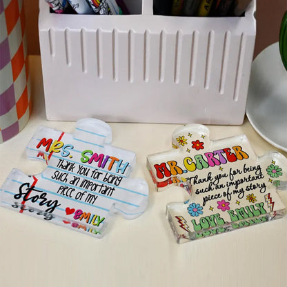 Personalized Teacher Appreciation Gift Puzzle Piece, Custom Acrylic