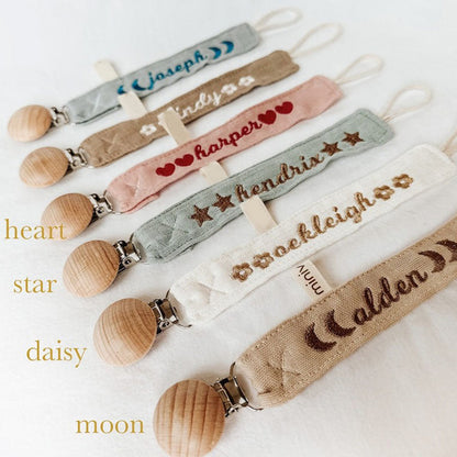 Personalized Pacifier Clip Holder  Embroidered Name