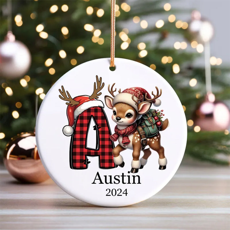 Custom Letter initial ornament, Ornament 2025, Kids Christmas Ornament Gift