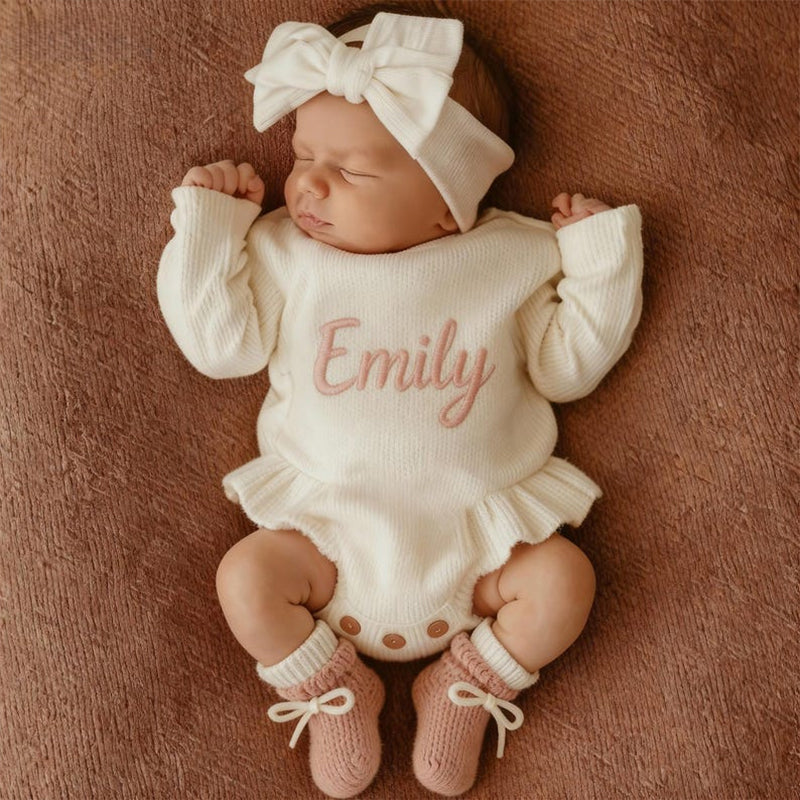 Personalized Newborn Name Romper ,Custom Baby Knit Sweater