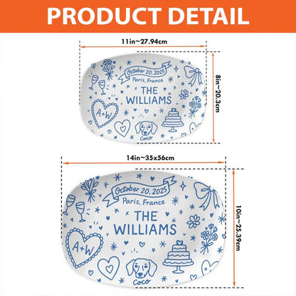 Custom Wedding Platter – Personalized Bridal Gift with Names