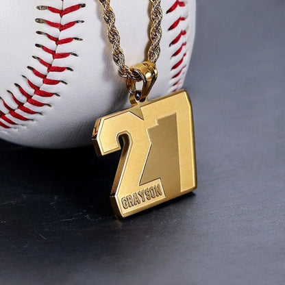 Custom Name Sports Number Necklace | Number Sports Necklace Custom Name