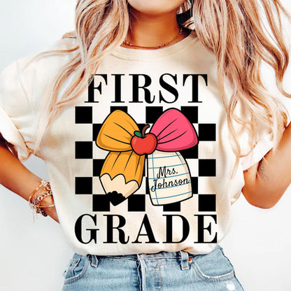 Custom First Grade Teacher Shirt, Comfort Colors 1st Grade Teacher Name Shirt