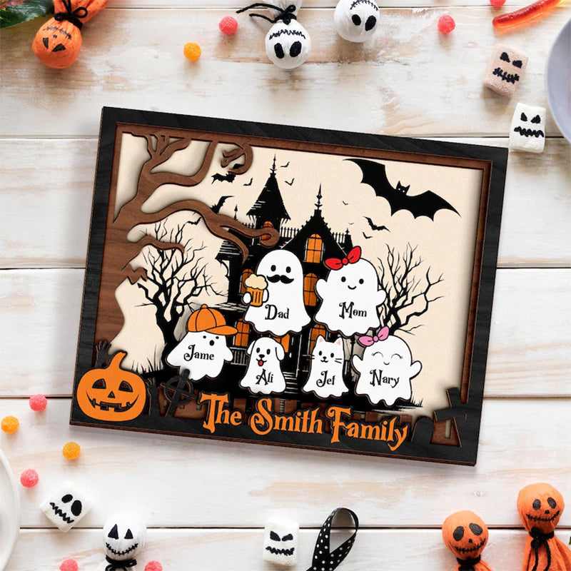 Halloween Ghost Family Personalized, Our Boo Crew, Halloween Family Sign