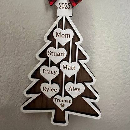 Personalized Family Christmas Tree Ornament 2025 Custom Holiday Wooden Ornament