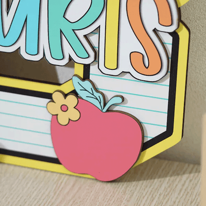 Personalized Teacher Door Sign, Personalised Name with Pencil Teacher Sign