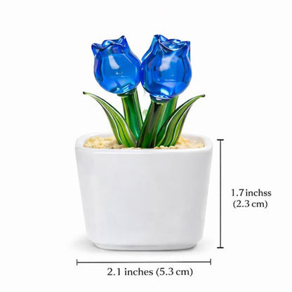 Personalized Glass Everlasting Tulips, Glass Flower Pot, Handmade Gift for Mom