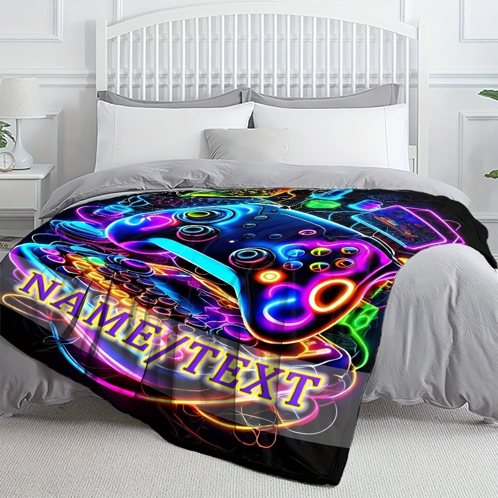 Customizable Gaming Controller Flannel Blanket, Contemporary Style