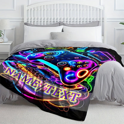 Customizable Gaming Controller Flannel Blanket, Contemporary Style
