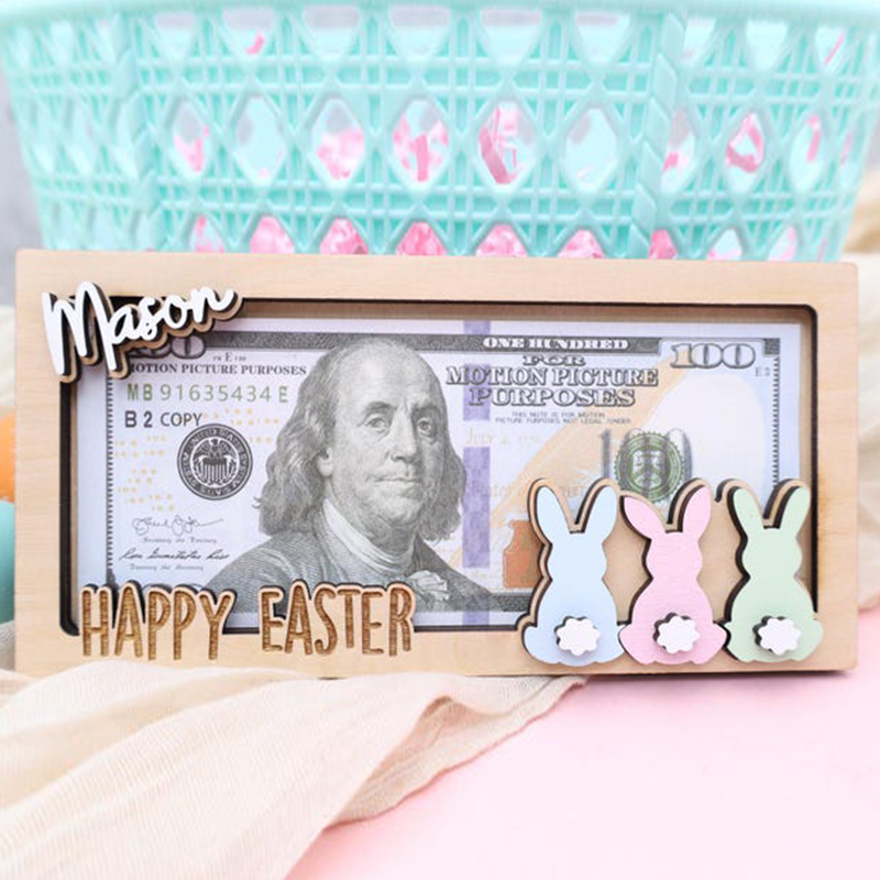 Bunny Easter Money Holder: Wooden Easter Basket Stuffer
