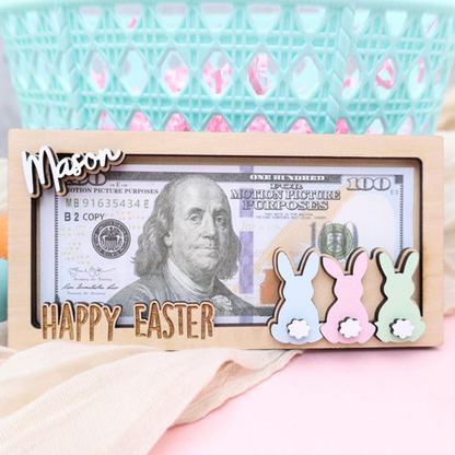 Bunny Easter Money Holder: Wooden Easter Basket Stuffer