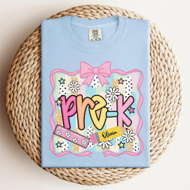 Preppy Pre-K Shirt Back To School Shirt, Personalized Hello Pre-k Tee