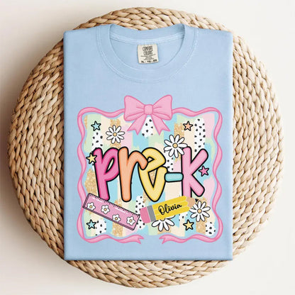 Preppy Pre-K Shirt Back To School Shirt, Personalized Hello Pre-k Tee