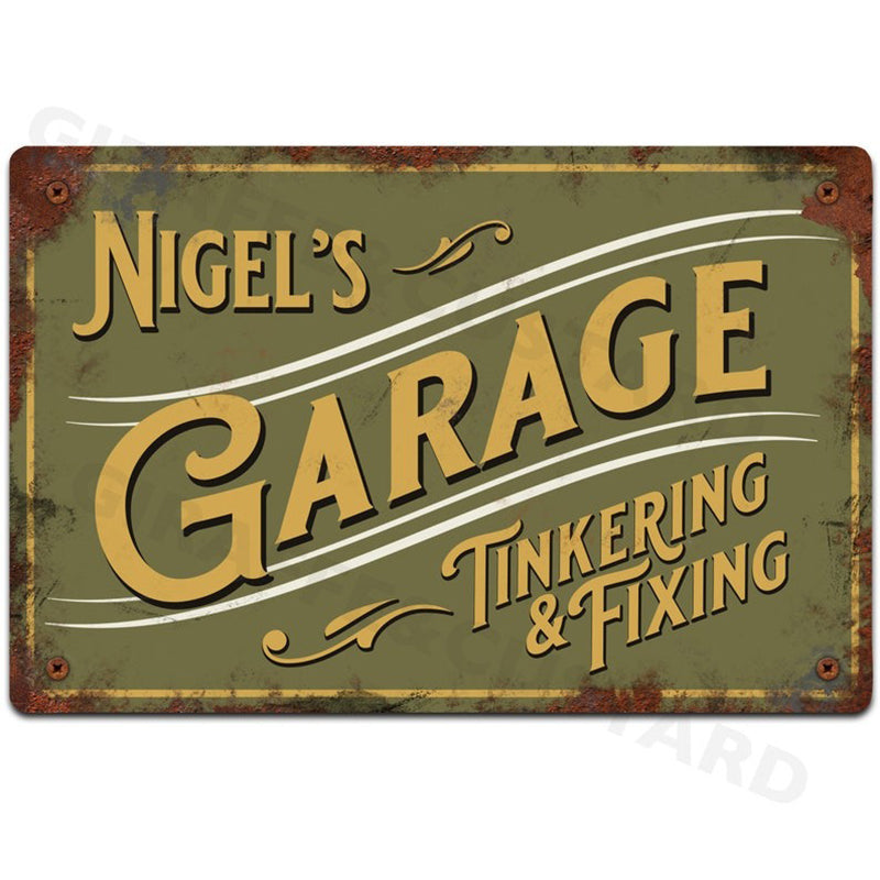 Personalised Garage Sign Metal Wall Door Plaque Accessory