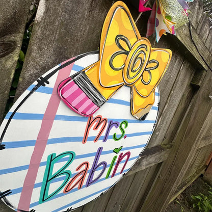 Teacher Door Hanger  Pencil Bow | New Teacher Door Hanger