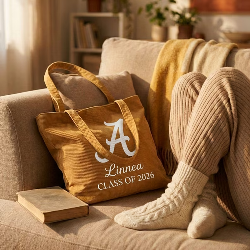 Class of 2026 Corduroy Tote Bag College Grad Gifts Zipper Book Bag Graduation Gift