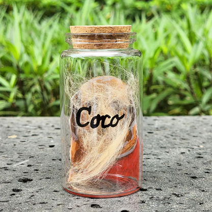 Hand Painted Pet Portrait Fur Keepsake, Custom Pet Hair Memorial Jar