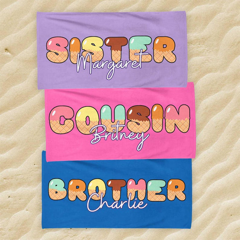 Family Matching Beach Towels, Personalized Family Gift