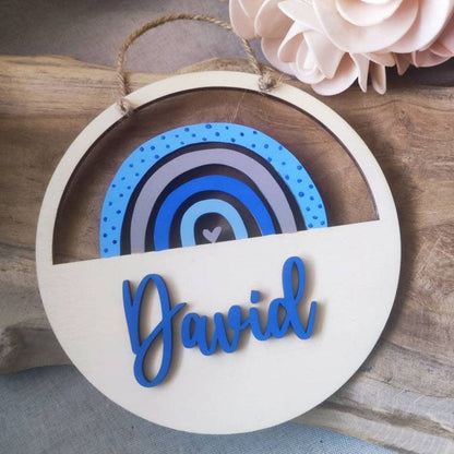 Rainbow name sign - door signs, children's decorating, children's room